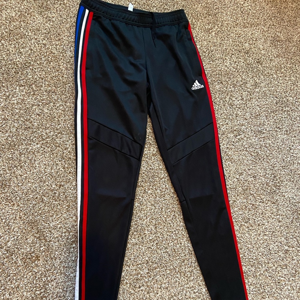 Adidas joggers track pants red white blue